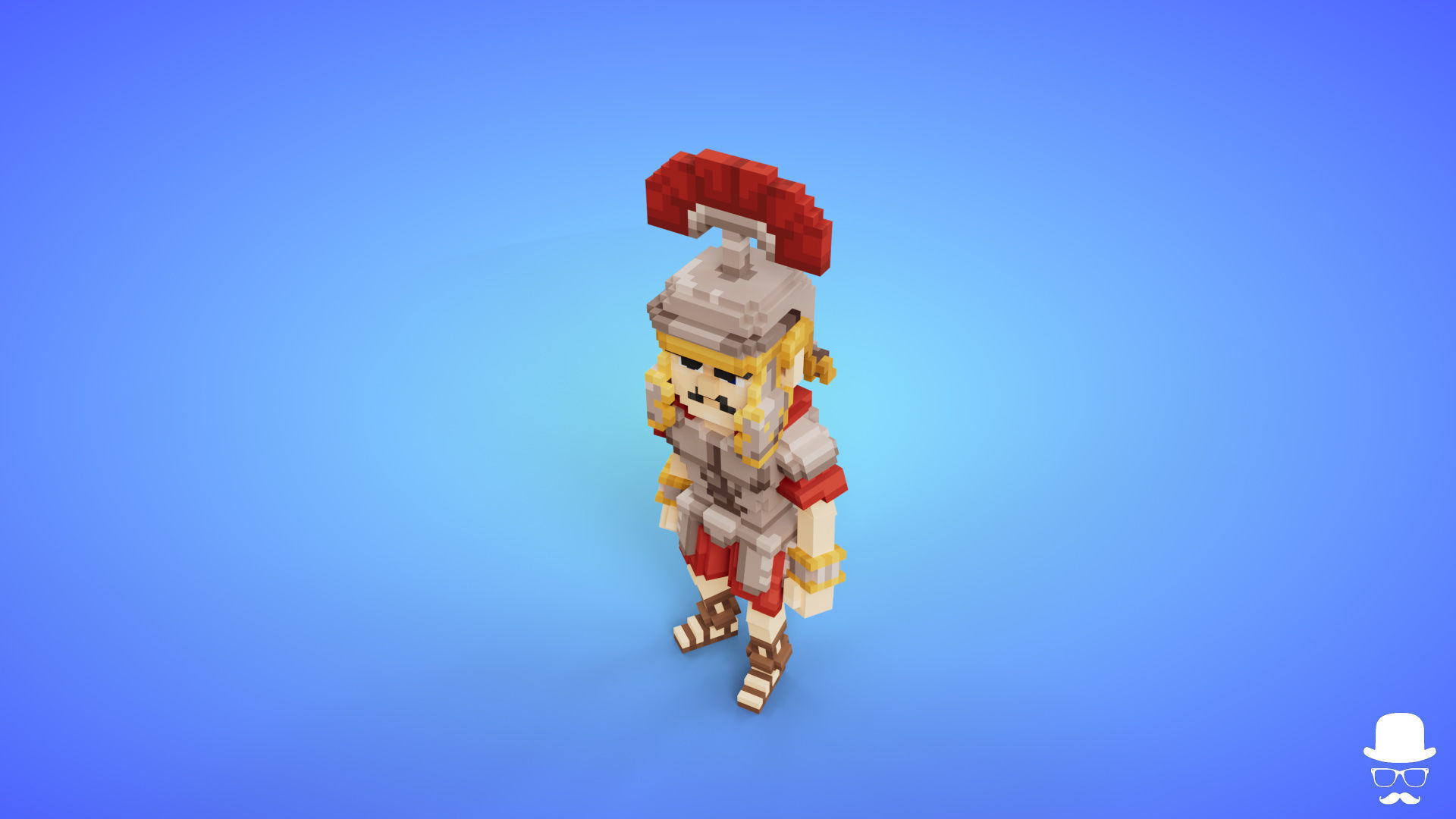 Voxel Roman Legionary Character - 3D Lowpoly Game Asset Low-poly 3D model_4