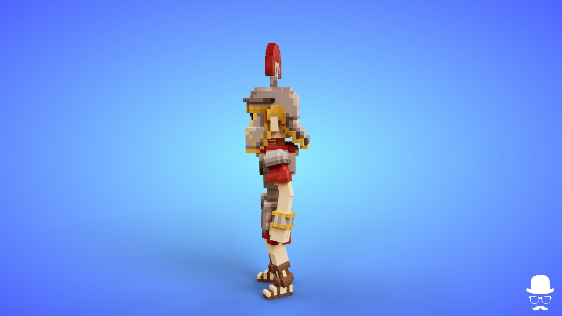 Voxel Roman Legionary Character - 3D Lowpoly Game Asset Low-poly 3D model_1