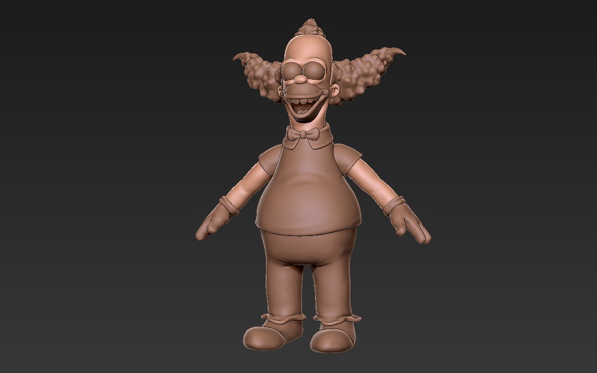 Krusty The Clown Simpsons Stylized Cartoon Character Rigged Low-poly 3D model_1