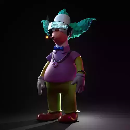 Krusty The Clown Simpsons Stylized Cartoon Character Rigged