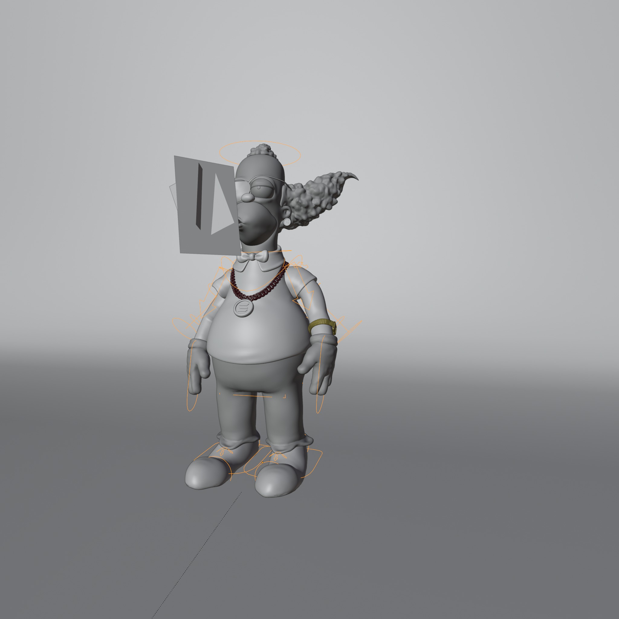 Krusty The Clown Simpsons Stylized Cartoon Character Rigged Low-poly 3D model_11