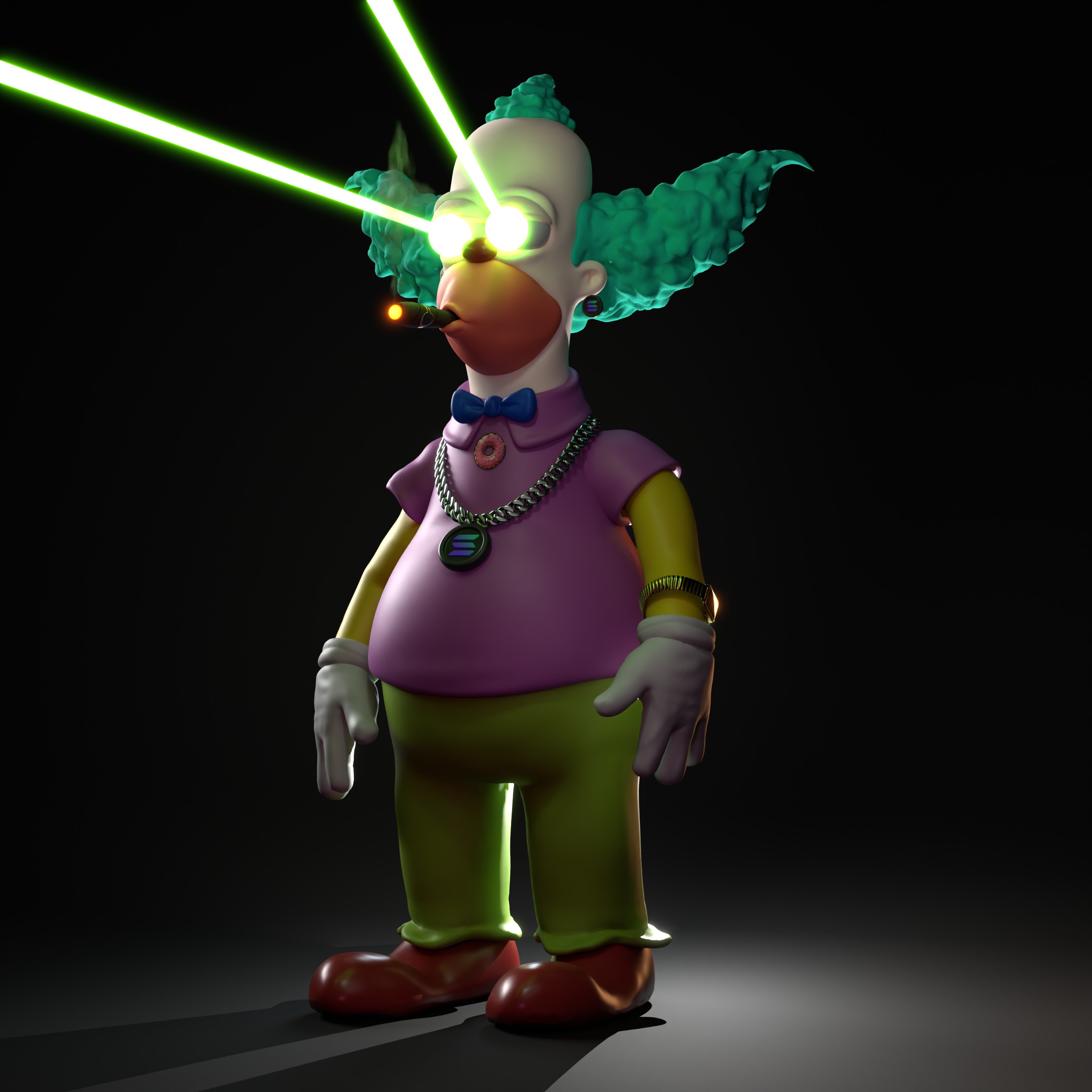 Krusty The Clown Simpsons Stylized Cartoon Character Rigged Low-poly 3D model_9