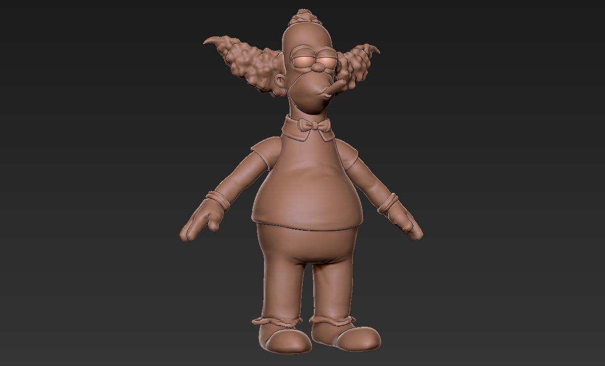 Krusty The Clown Simpsons Stylized Cartoon Character Rigged Low-poly 3D model_3