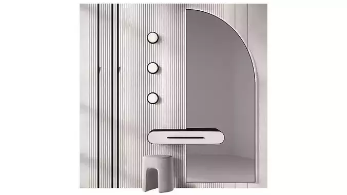 Hallway composition half-round mirror