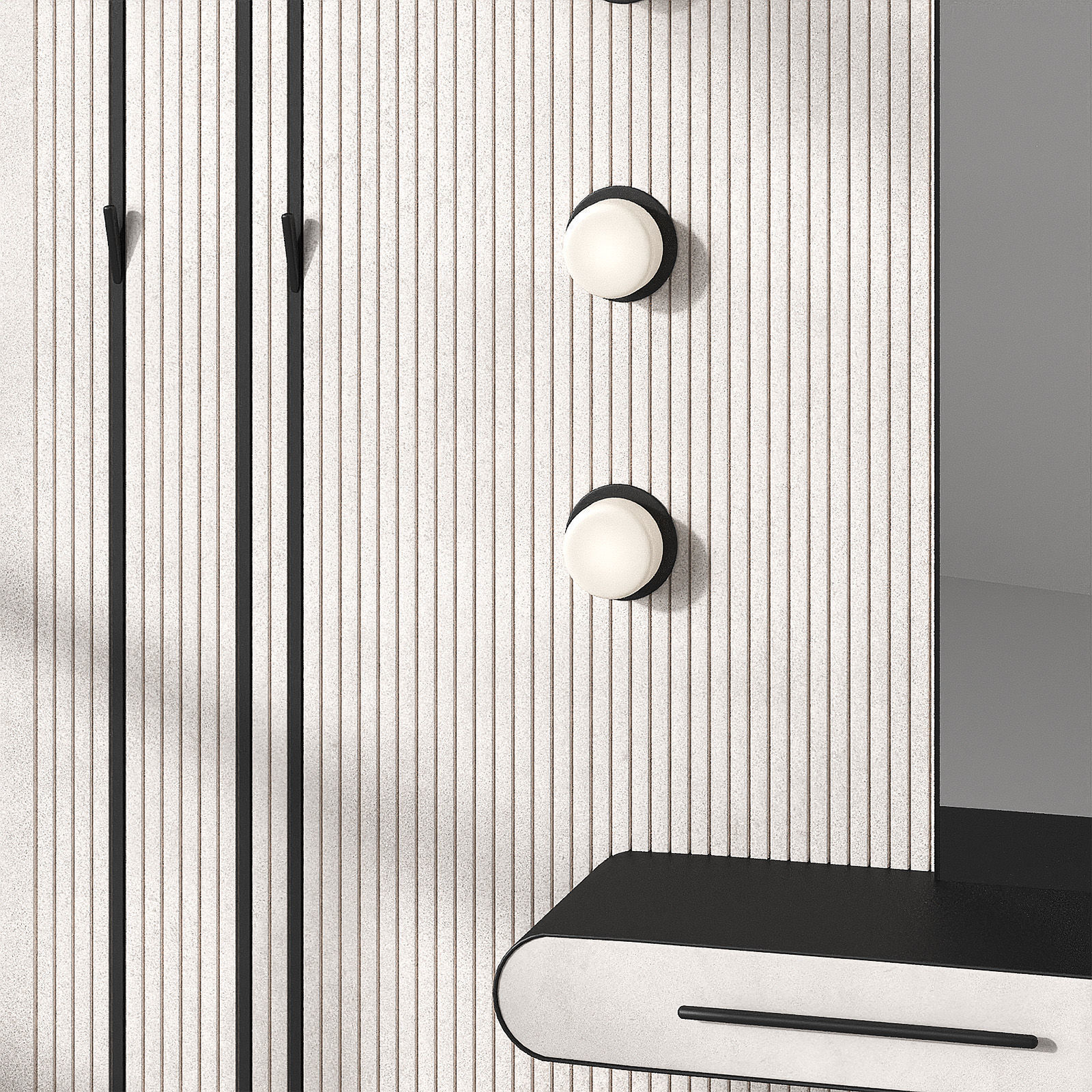 Hallway composition half-round mirror 3D model_5