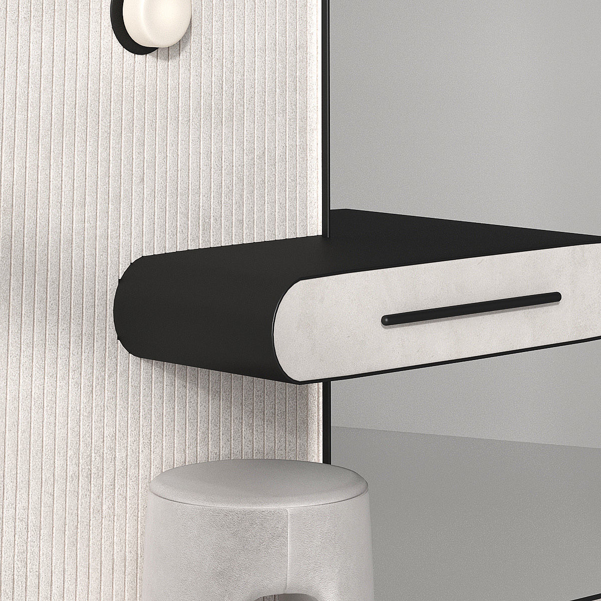 Hallway composition half-round mirror 3D model_3