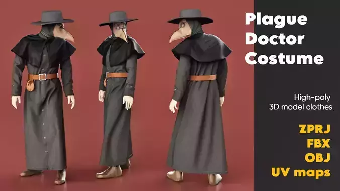 3D model Clothing high-poly Plague Doctor