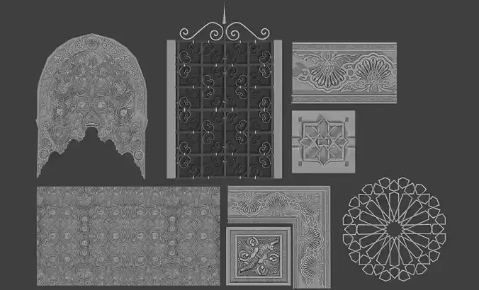 Carvings Oriental style arch Arabic wall Oriental Wall CNC 3D model