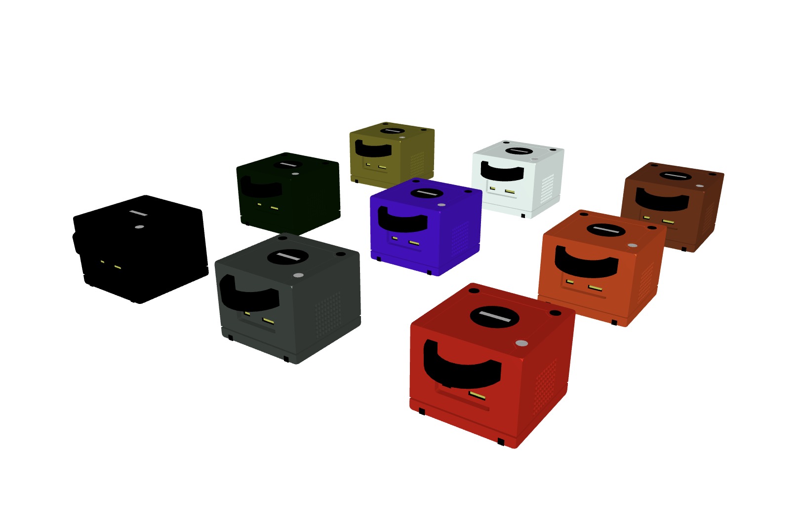 Nintendo GameCube - Quality 3D Model with Color Variations Low-poly 3D model_1