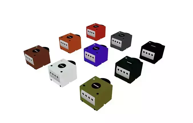 Nintendo GameCube - Quality 3D Model with Color Variations Low-poly 3D model