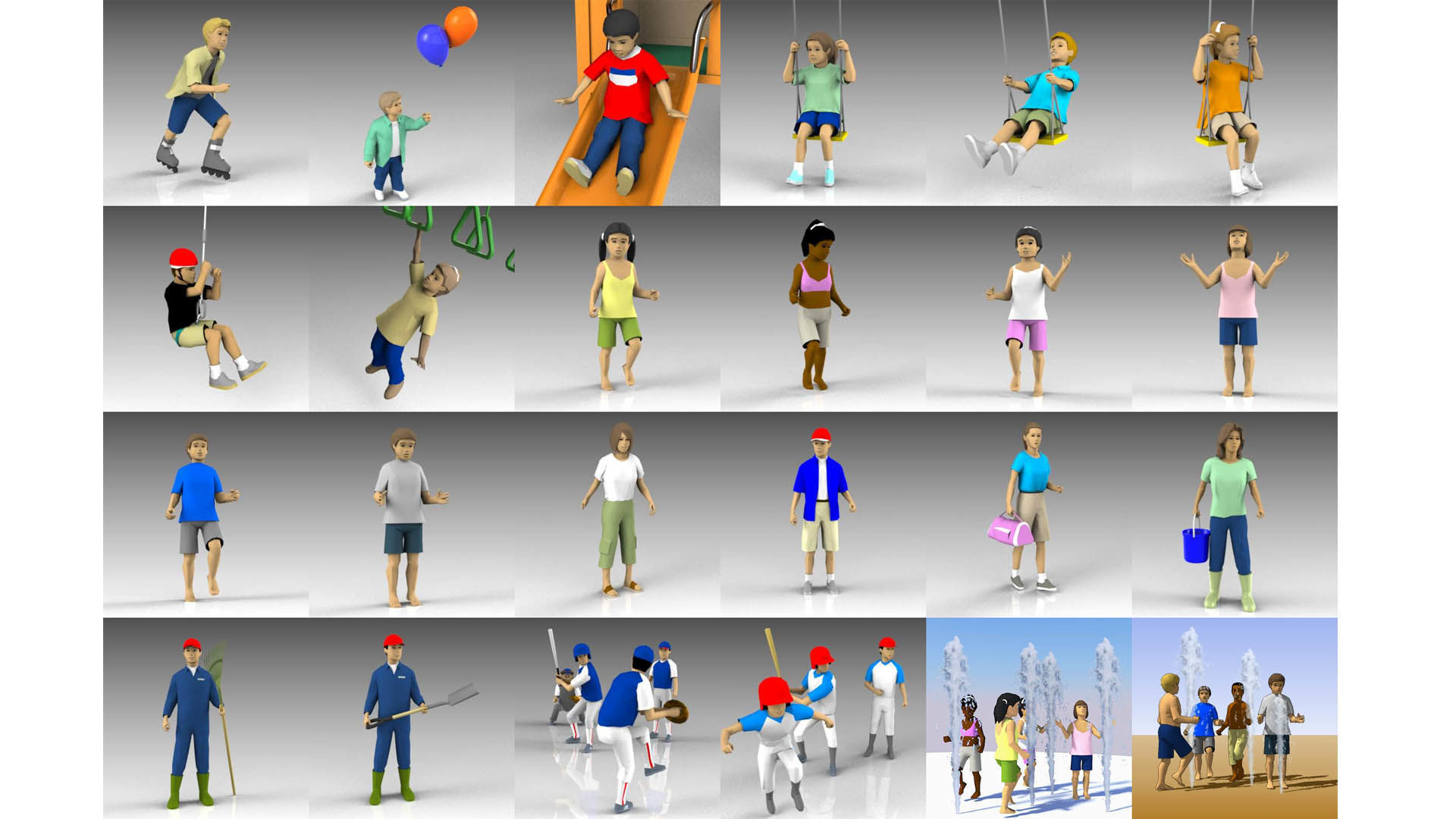 Low Poly Kids Low-poly 3D model_4