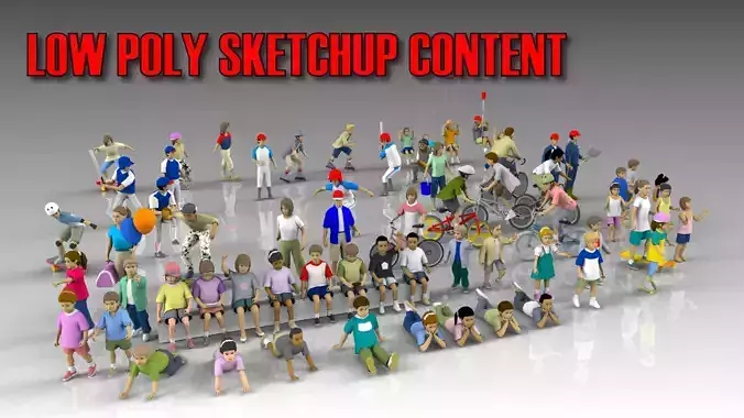 Low Poly Kids Low-poly 3D model