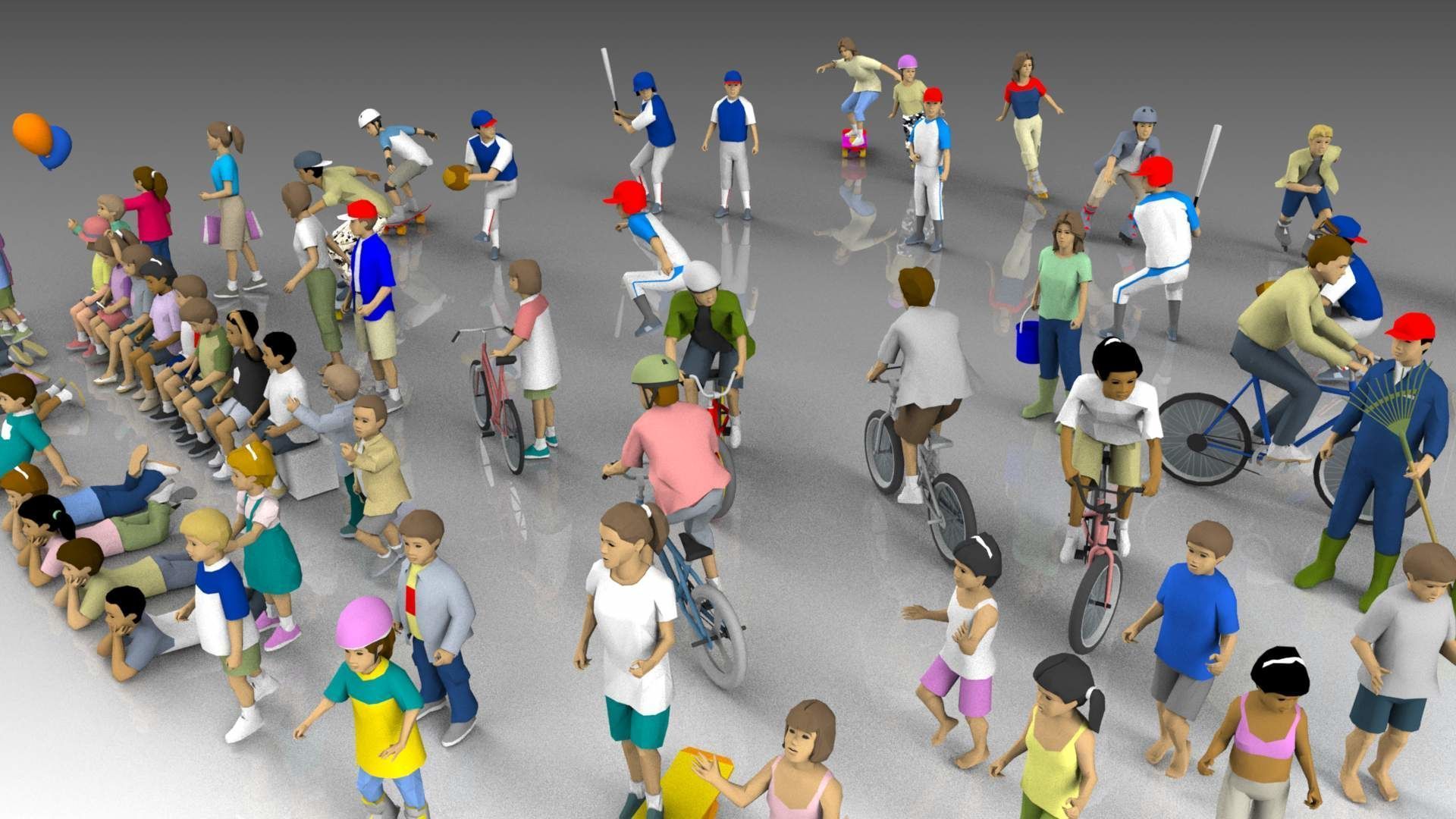 Low Poly Kids Low-poly 3D model_1