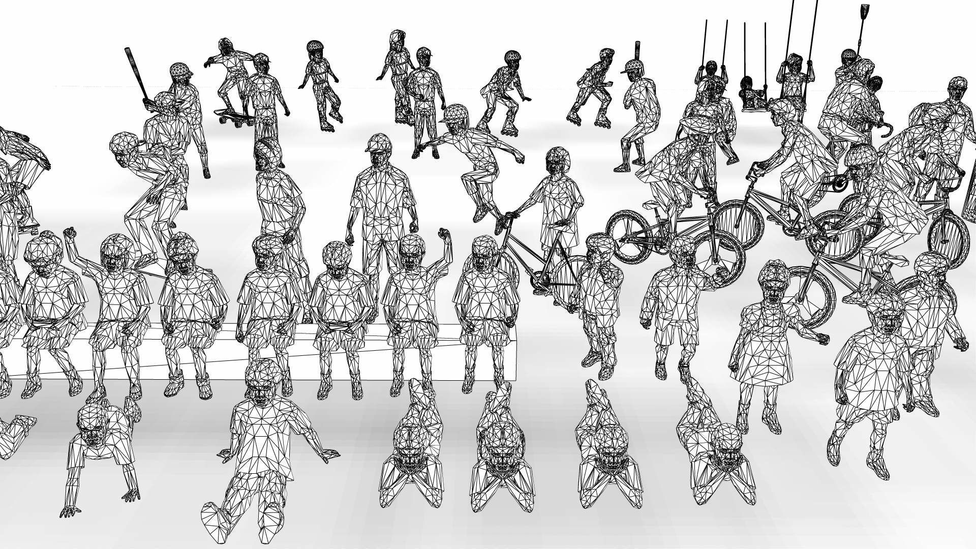 Low Poly Kids Low-poly 3D model_5