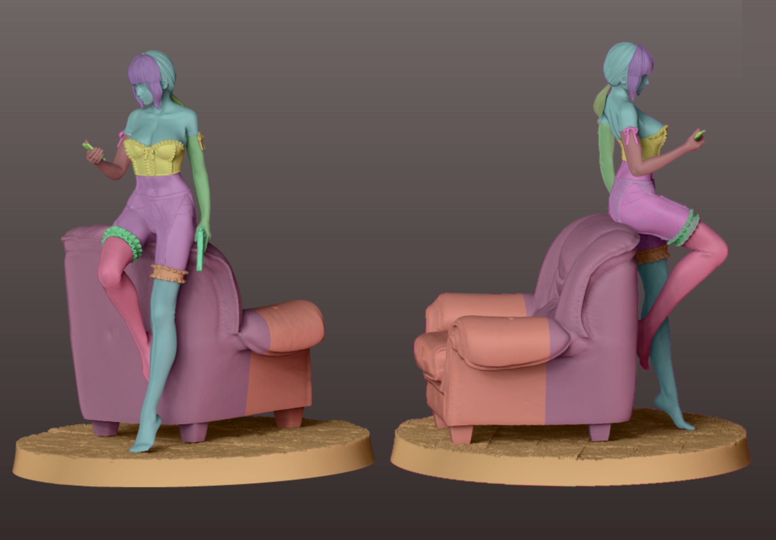 Waitress Figurine 3D Print Model STL 3D print model 3D print model_5
