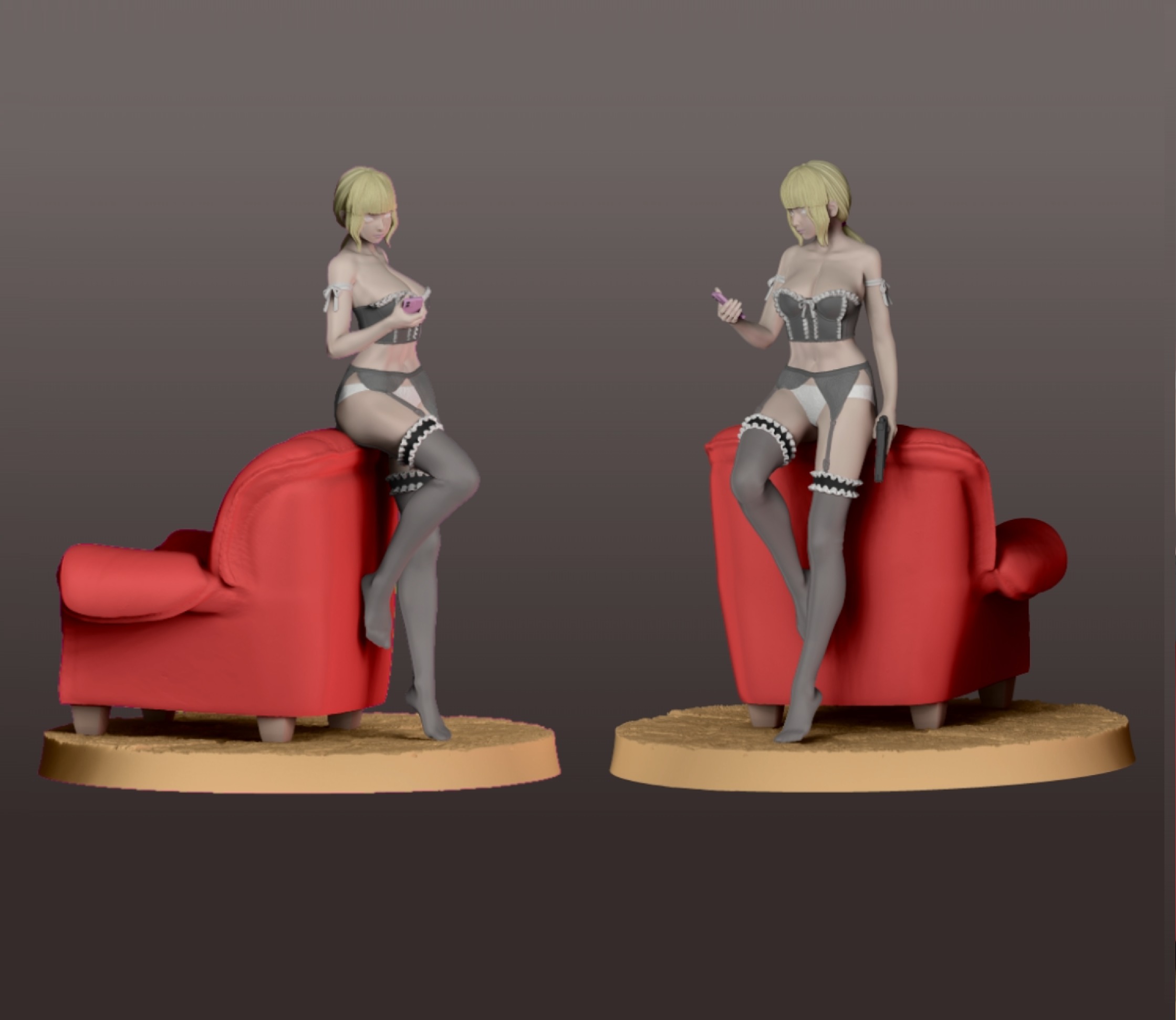 Waitress Figurine 3D Print Model STL 3D print model 3D print model_4