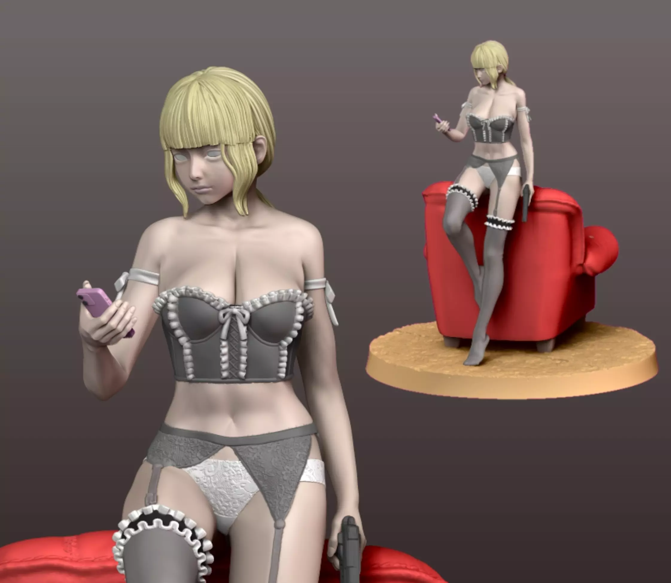 Waitress Figurine 3D Print Model STL 3D print model 3D print model_0