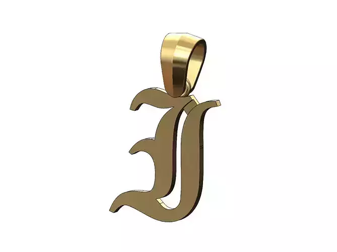 I gothic old english initial pendant charm bail