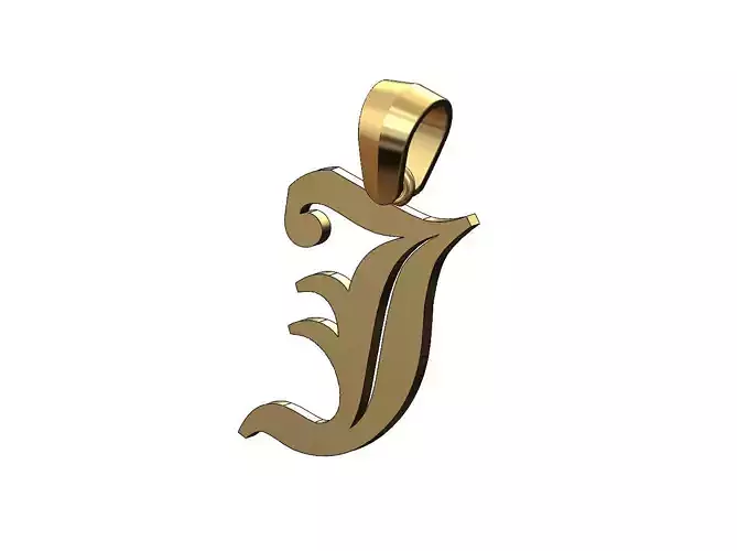 J gothic old english initial pendant charm bail