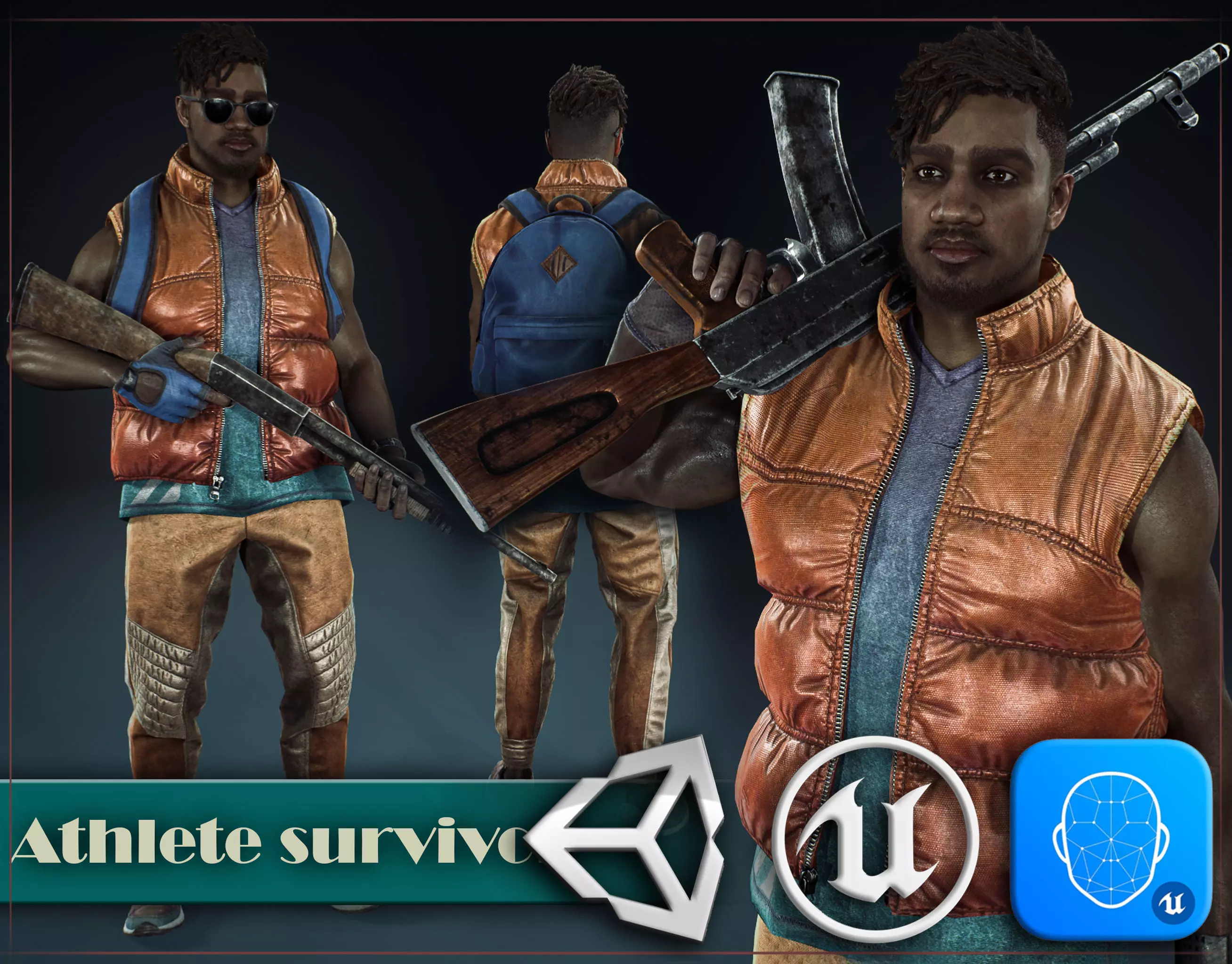 Athlete Survivor Low-poly 3D model
