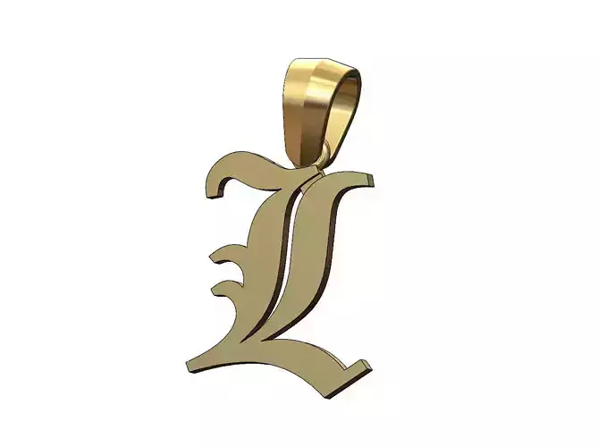 L gothic old english initial pendant charm bail