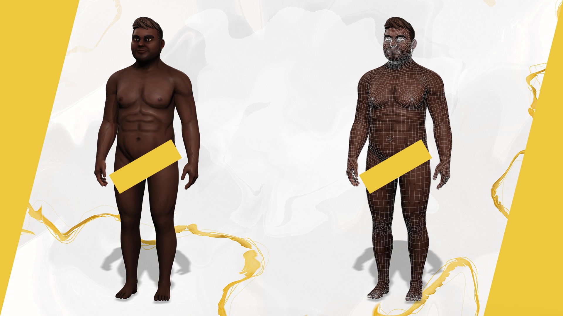 Elegant Black Man standing cartoon  high-quality character Low-poly 3D model_2