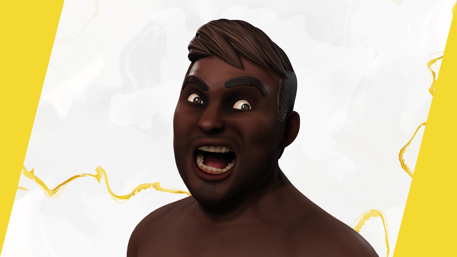 Elegant Black Man standing cartoon  high-quality character Low-poly 3D model_6