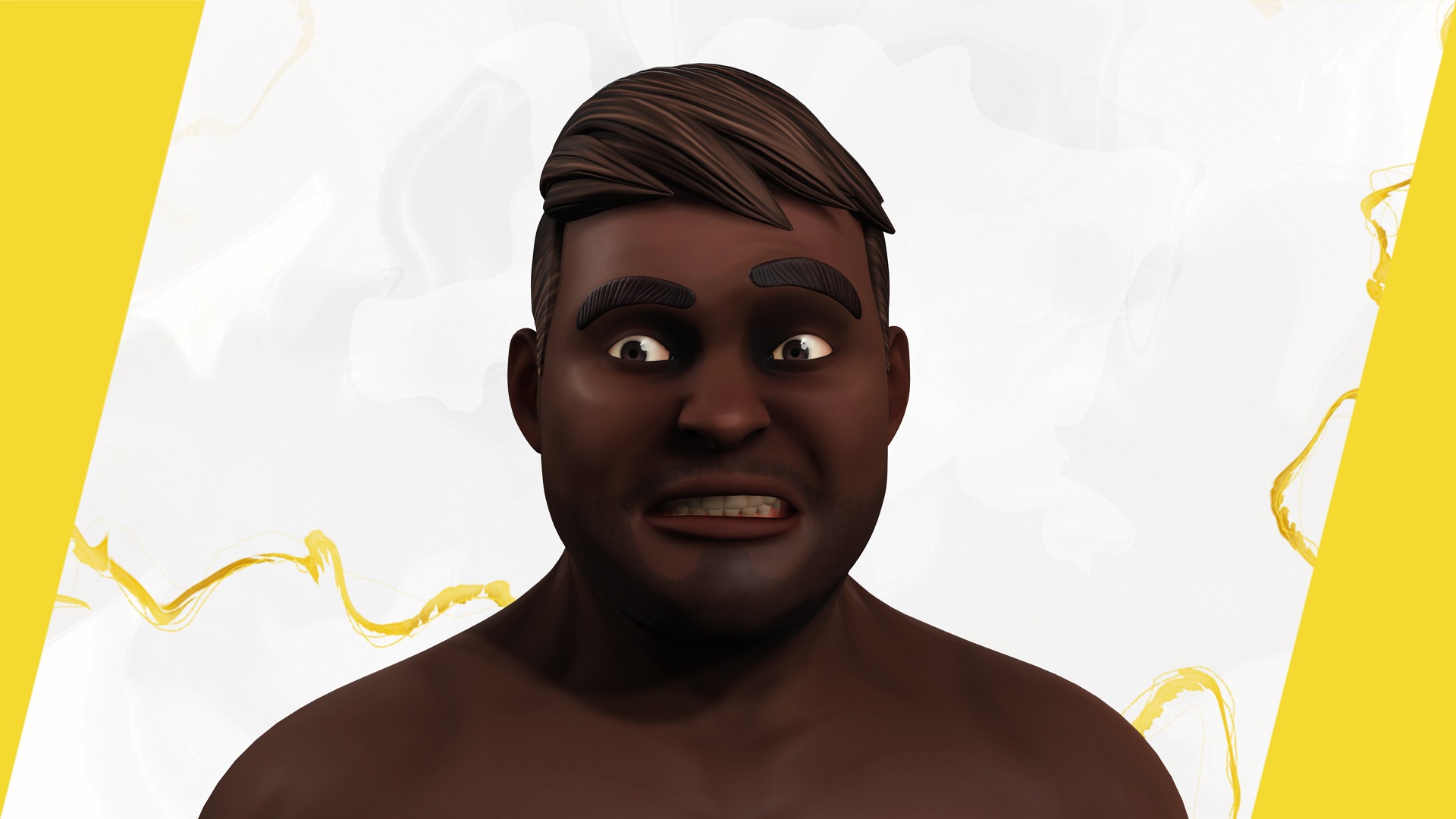 Elegant Black Man standing cartoon  high-quality character Low-poly 3D model_9