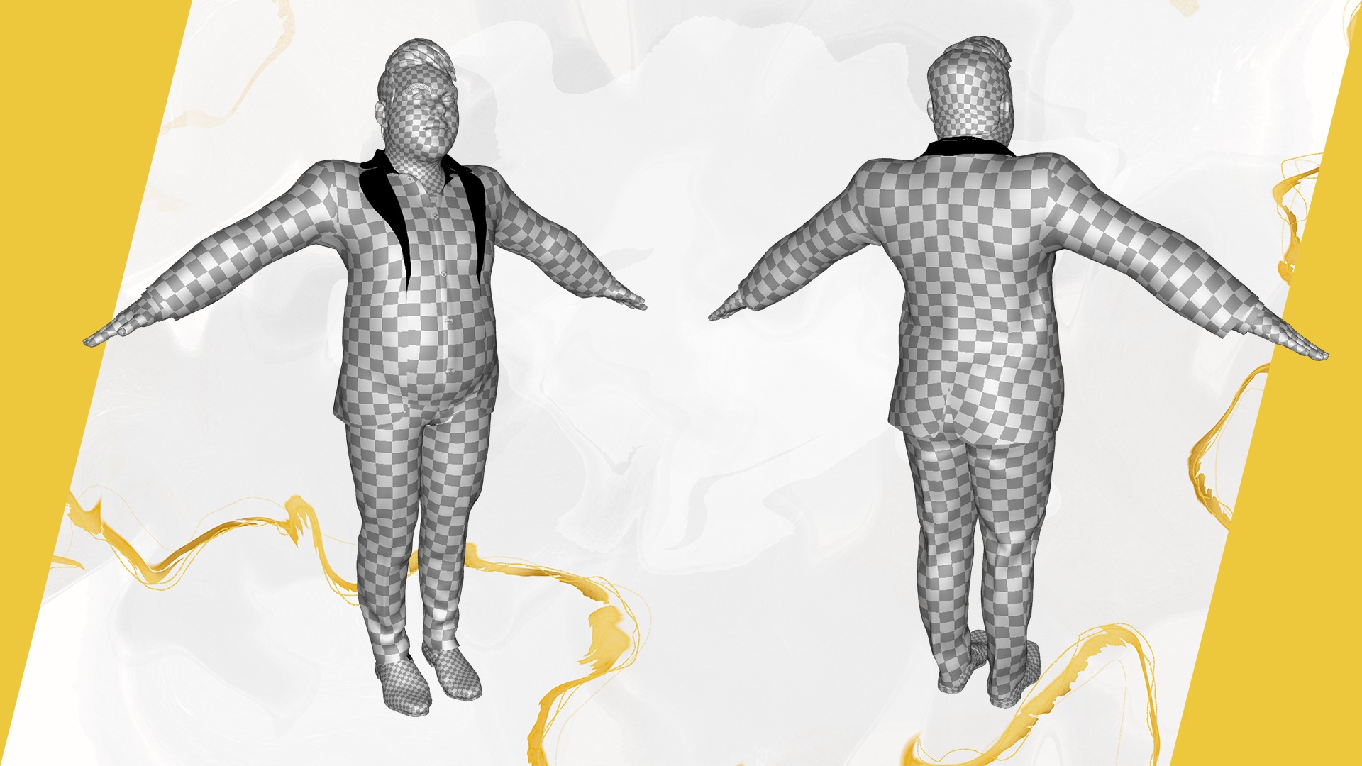 Elegant Black Man standing cartoon  high-quality character Low-poly 3D model_28