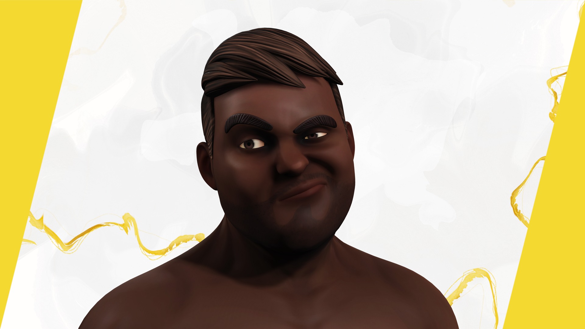 Elegant Black Man standing cartoon  high-quality character Low-poly 3D model_8