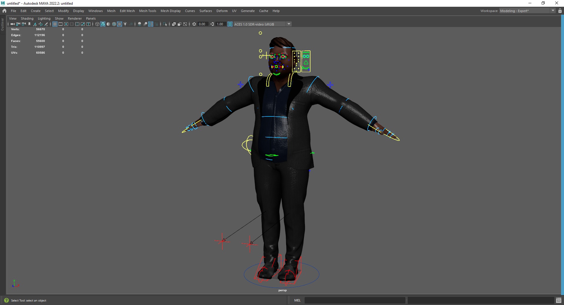 Elegant Black Man standing cartoon  high-quality character Low-poly 3D model_22