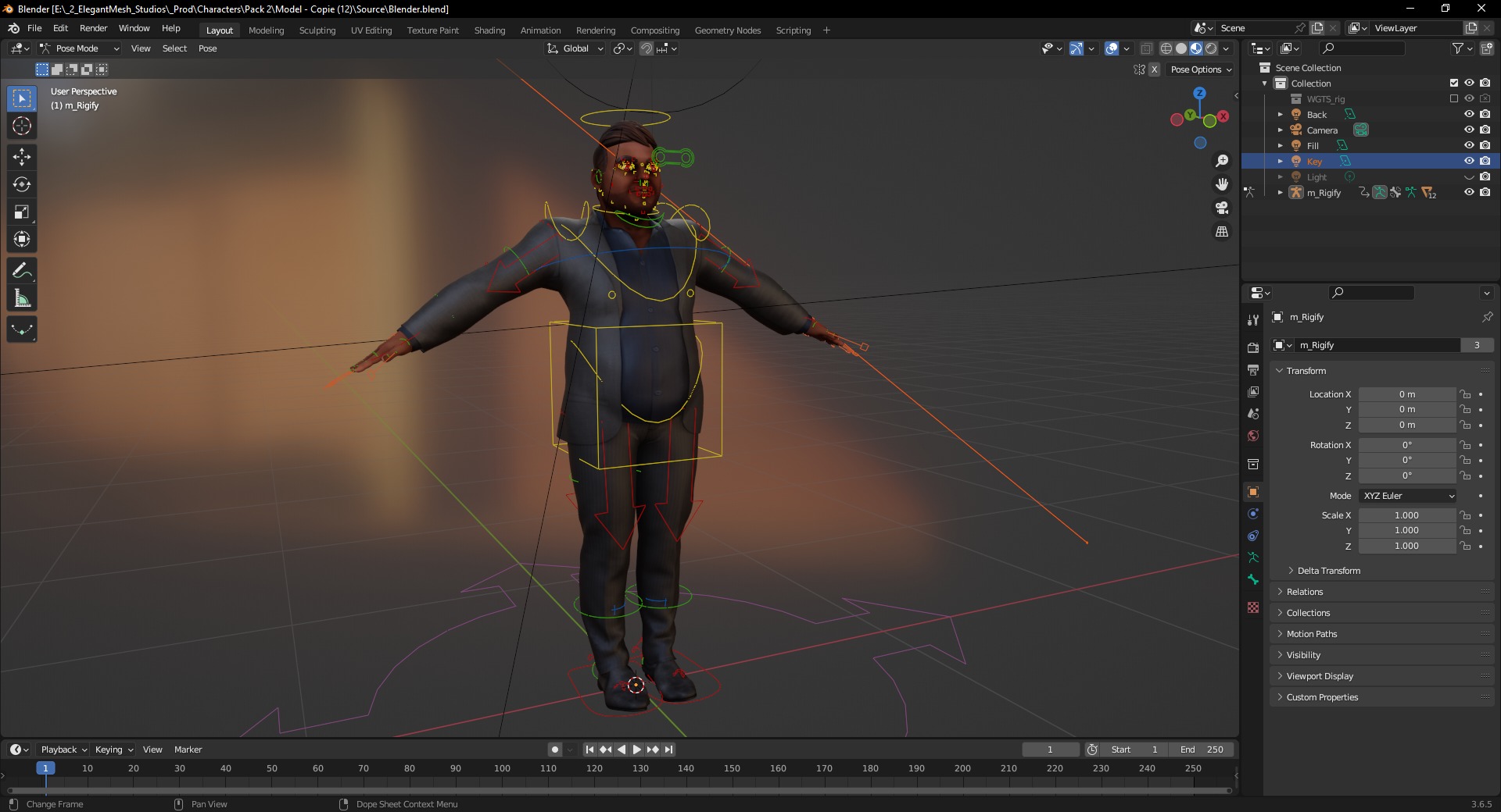 Elegant Black Man standing cartoon  high-quality character Low-poly 3D model_19