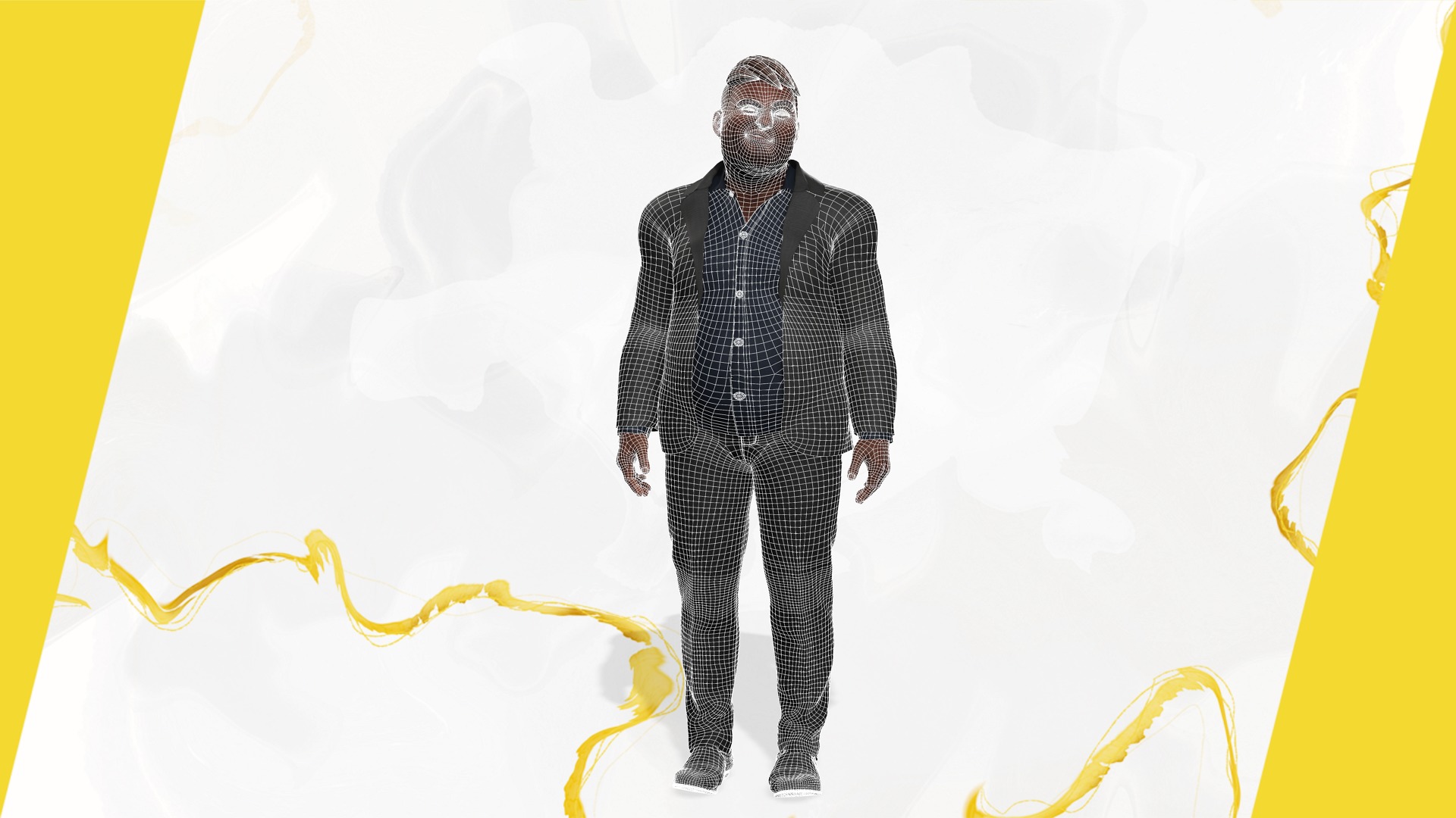 Elegant Black Man standing cartoon  high-quality character Low-poly 3D model_10