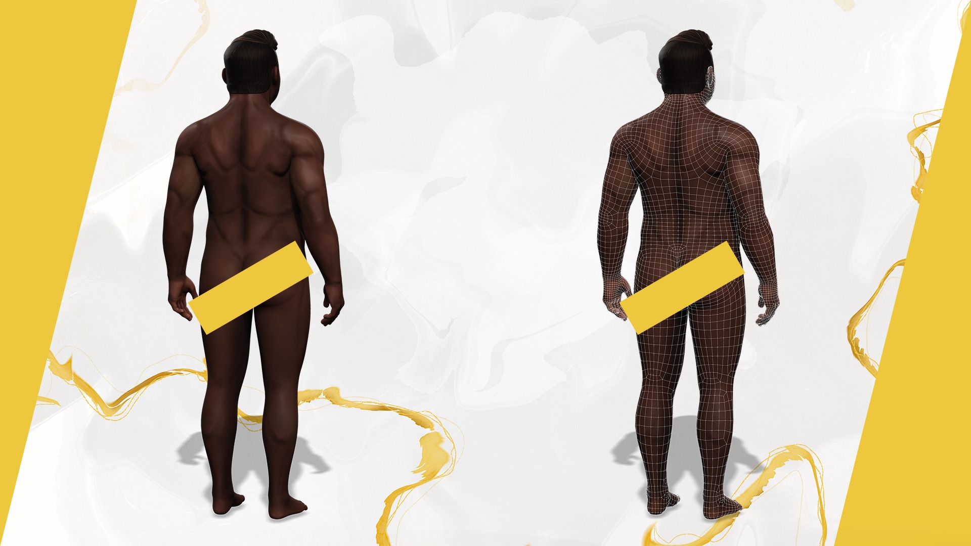 Elegant Black Man standing cartoon  high-quality character Low-poly 3D model_3