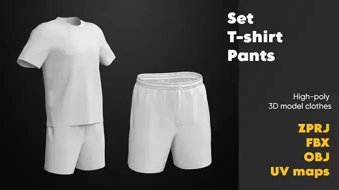 3D model Clothing high-poly Set T-shirt Pants