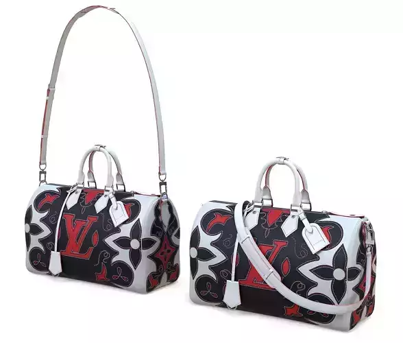 Louis Vuitton Keepall Bandouliere 40 Black White Low-poly 3D model