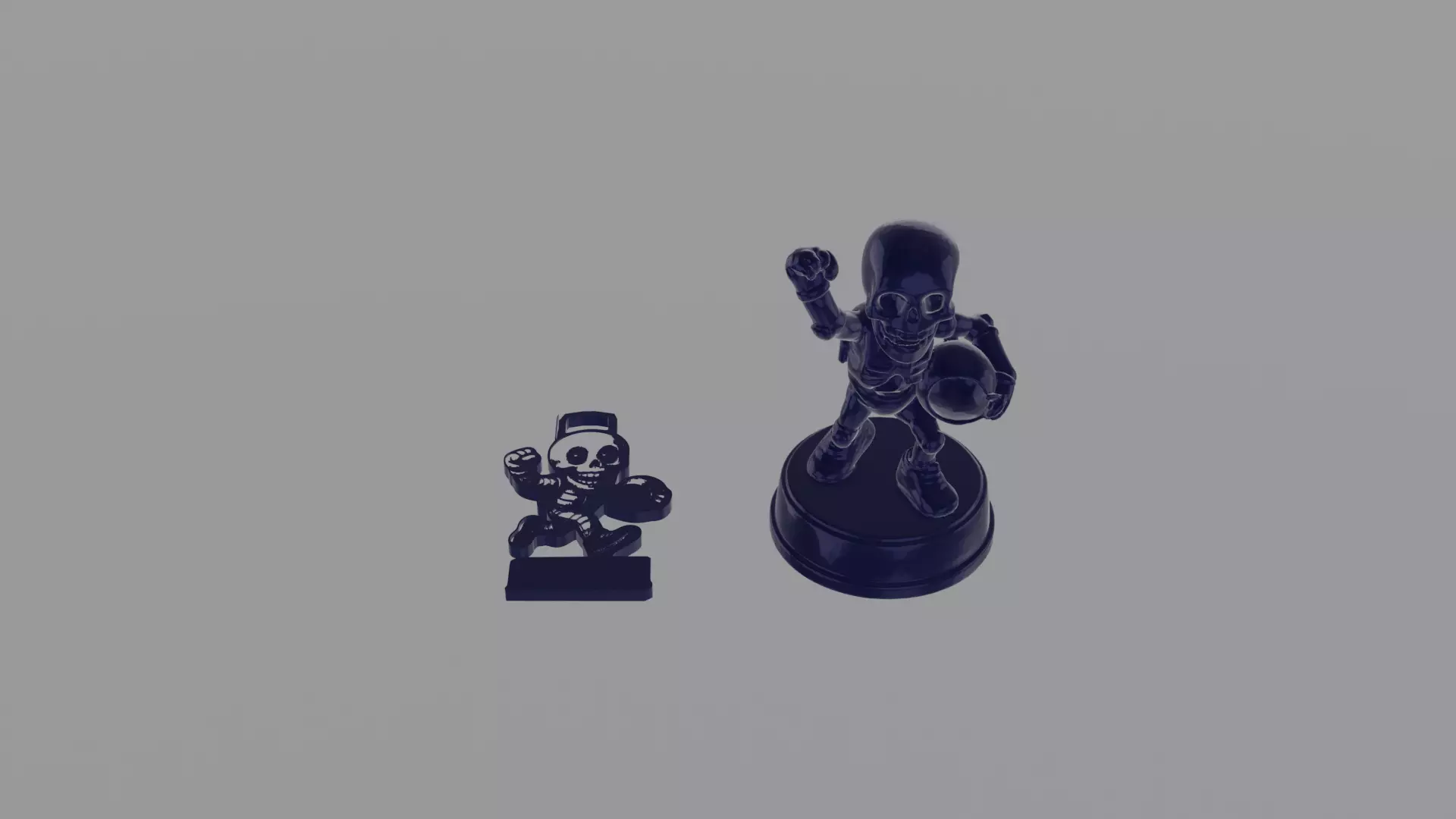 Skull Trophy and Medal for Printing 3D Unique Award Set 3D print model