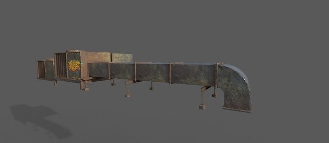 Roof Unit Low-poly 3D model 7