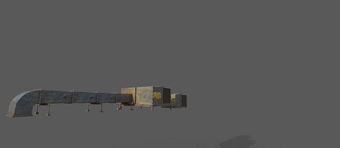 Roof Unit Low-poly 3D model 2