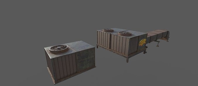 Roof Unit Low-poly 3D model 5