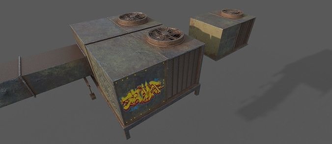 Roof Unit Low-poly 3D model 4