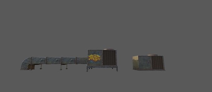 Roof Unit Low-poly 3D model 6