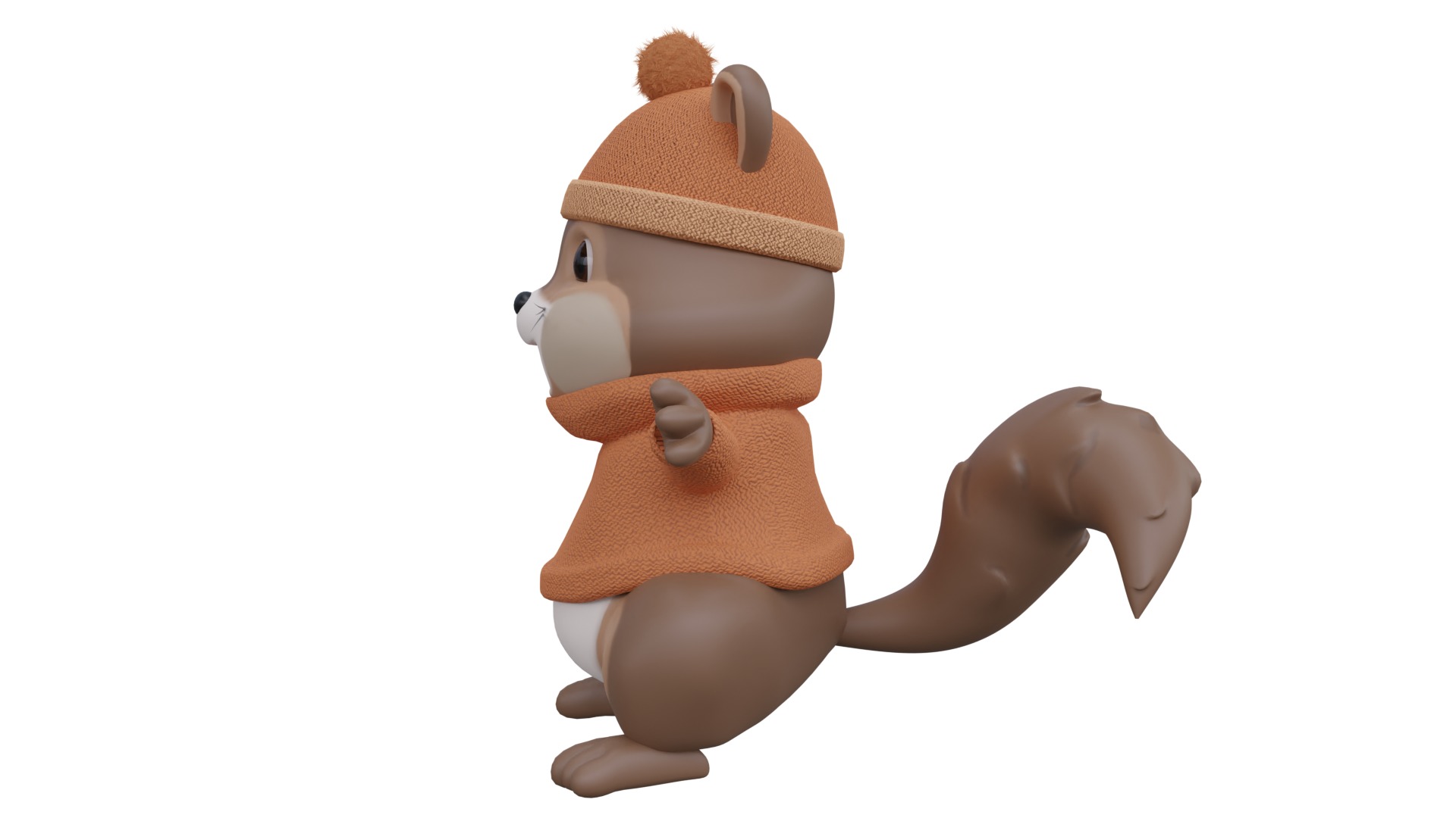 low poly cute squirrel wearing sweater Low-poly 3D model_5