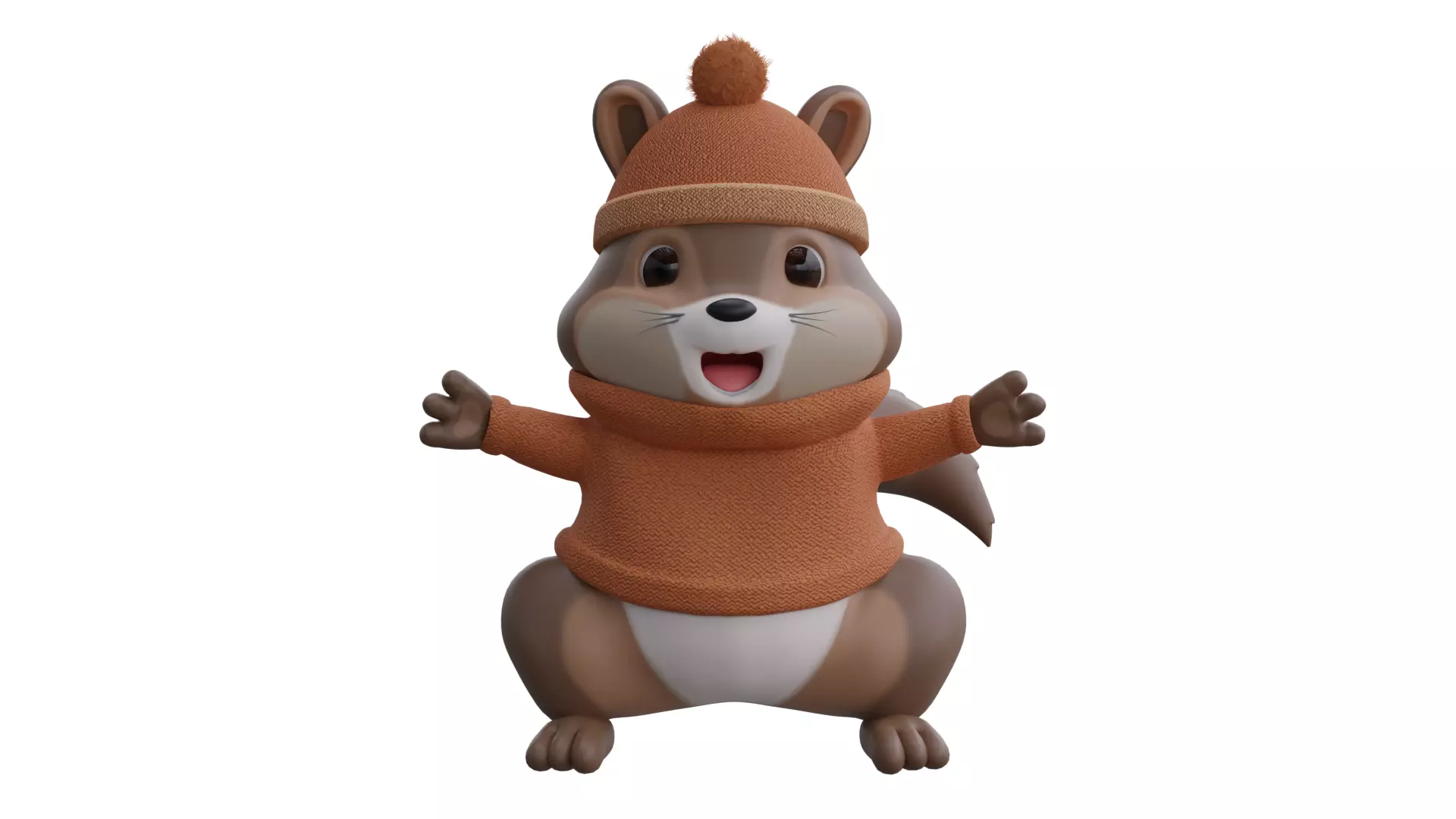 low poly cute squirrel wearing sweater Low-poly 3D model_0