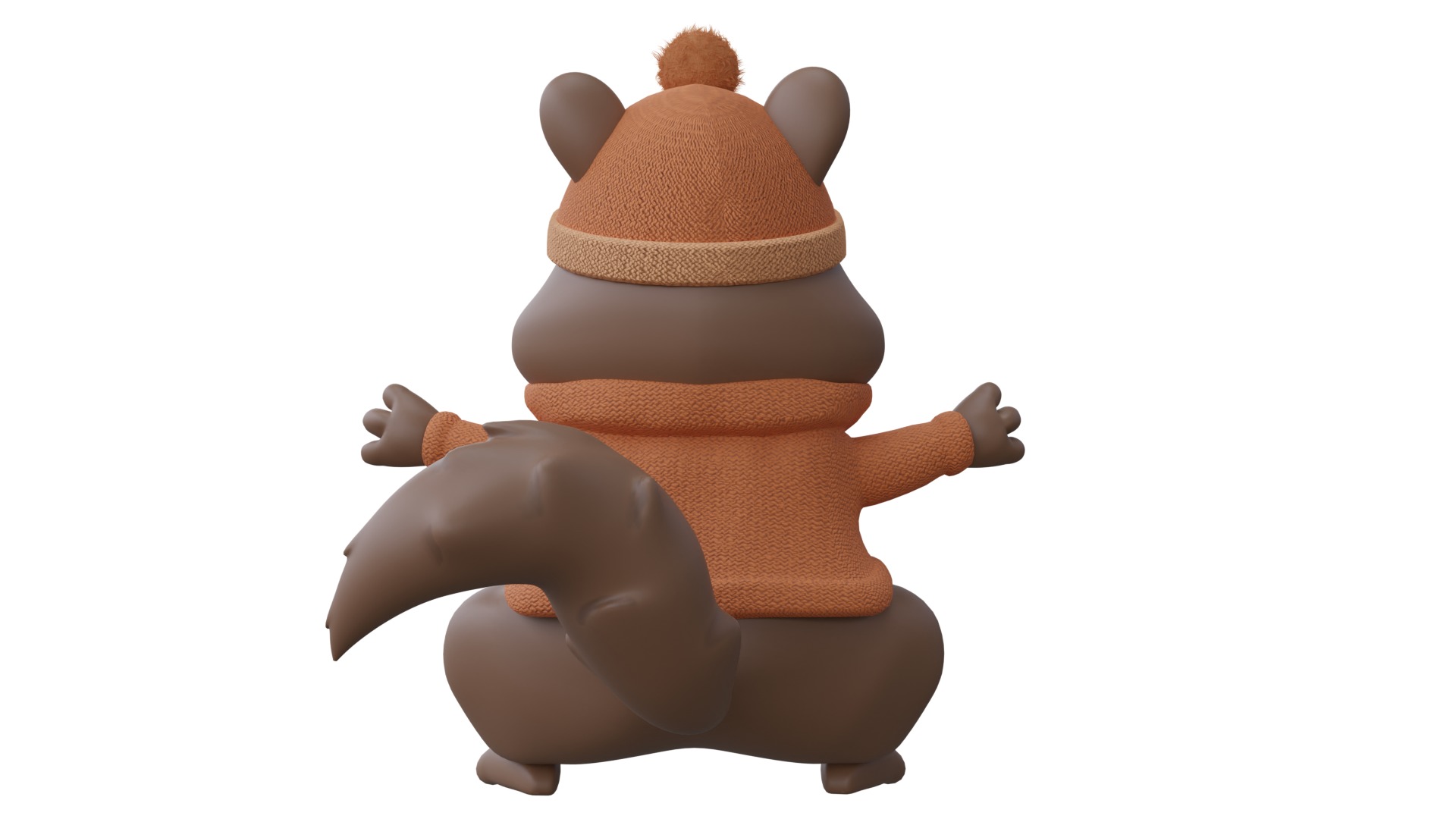 low poly cute squirrel wearing sweater Low-poly 3D model_1