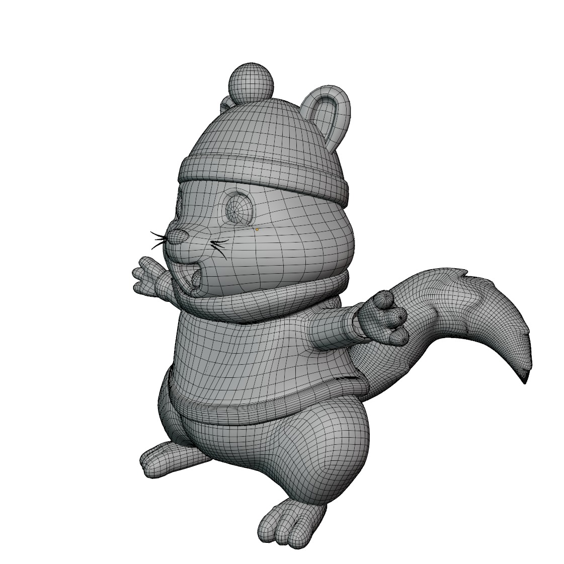 low poly cute squirrel wearing sweater Low-poly 3D model_7