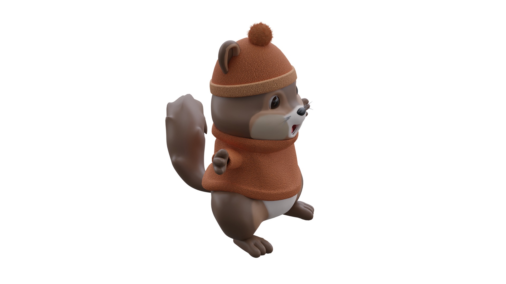 low poly cute squirrel wearing sweater Low-poly 3D model_3