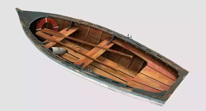 Small Wooden Boat Low-poly 3D model