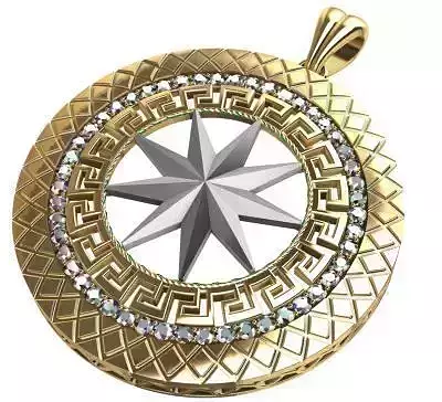 Round Star Pendant 3D model Texture 3D print model
