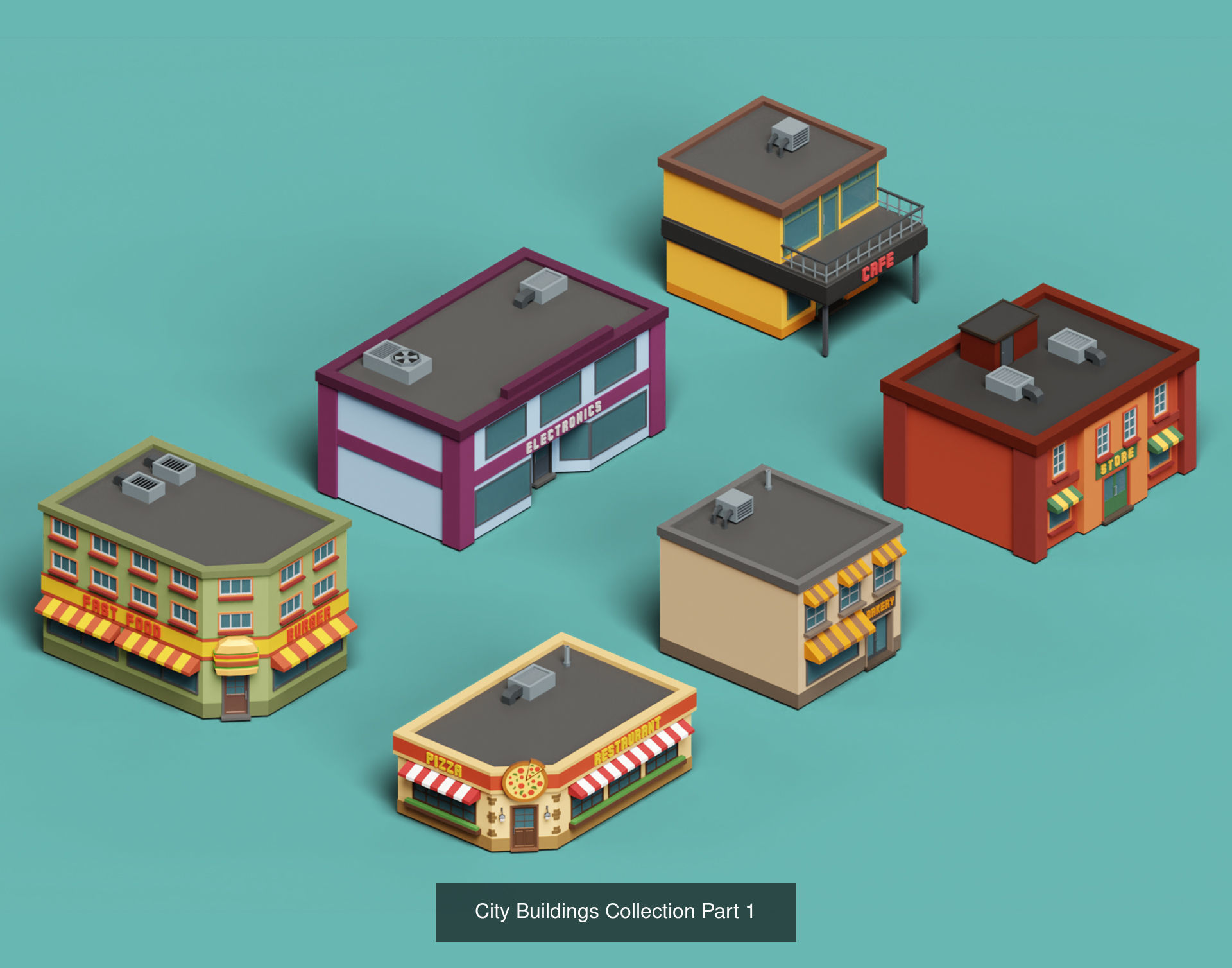 Low Poly City Pack 3D Model Collection_7